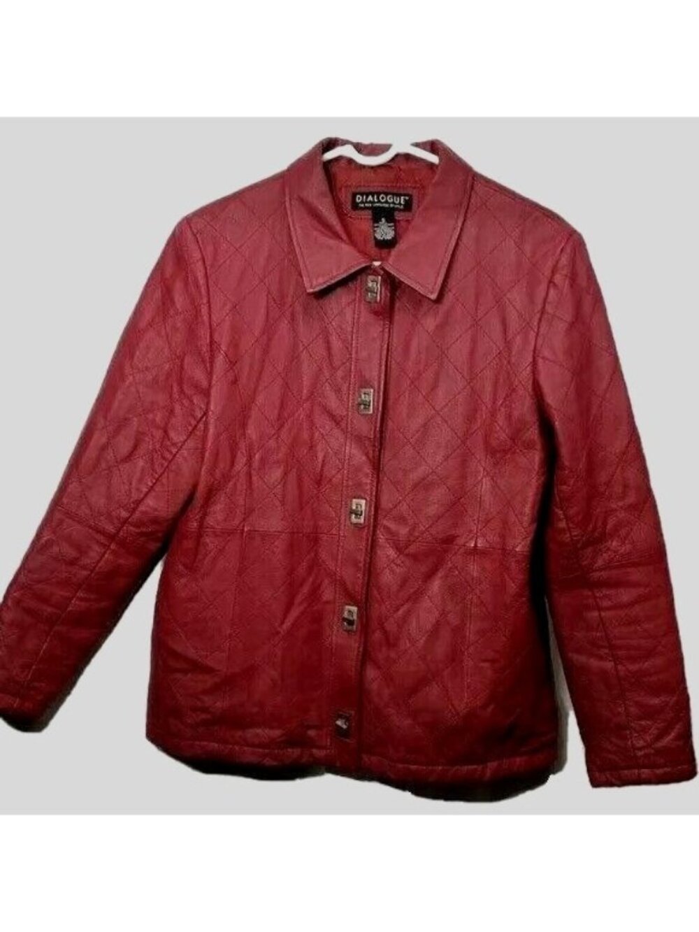 Dialogue Washable Red Leather Parka Coat Womens Size Small Jacket